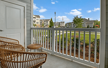 Outdoor patio with two chairs